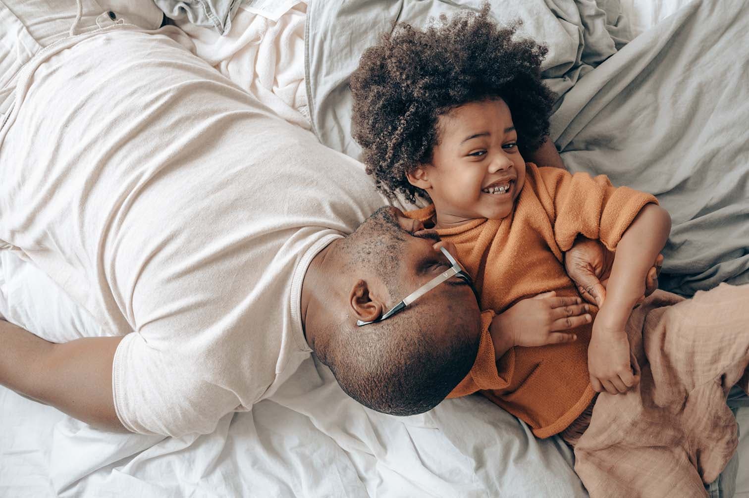 Father and child at home